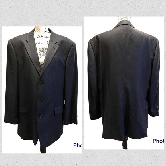 Emanuel Ungaro Suit Jacket Blazer Sport Coat Navy Blue Size 46R formal office - Picture 12 of 13